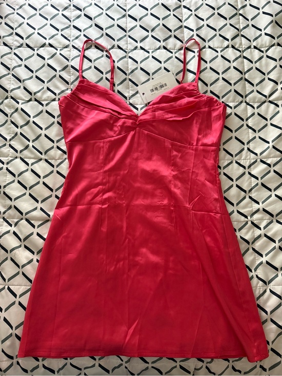Beginning Boutique Dresses & Skirts - Bright Pink Satin Slip Dress with Spaghetti Straps Size 6